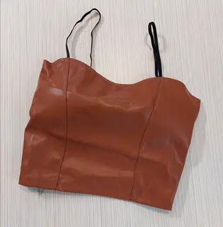 نیمتنه چرم پشت گیپور دار